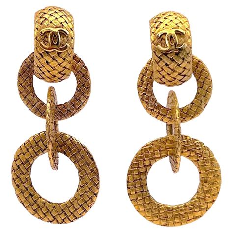 chanel door knocker earrings|chanel hoop earrings for sale.